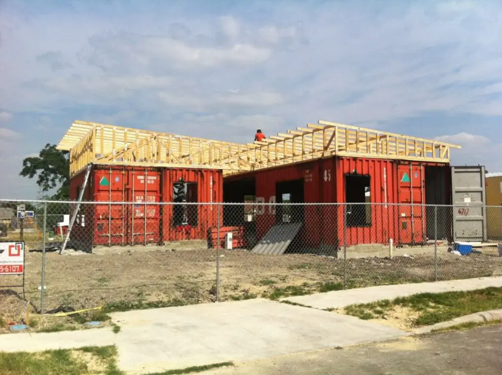 Red Painted Shipping Container House from San Antonio