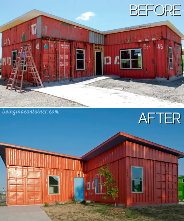 Red Painted Shipping Container House from San Antonio