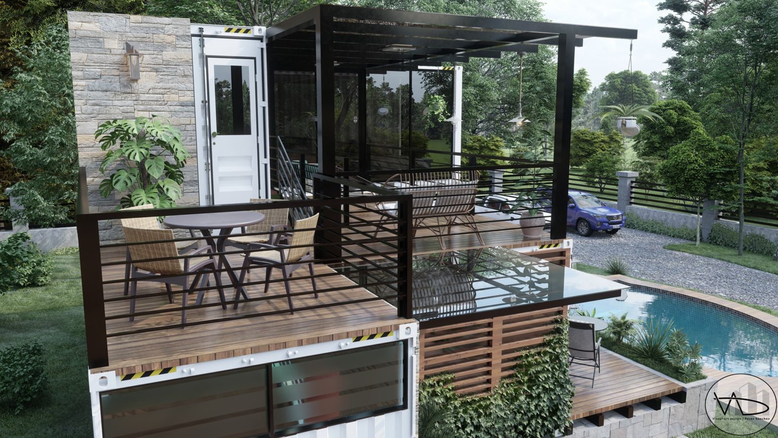 Container Home with a Swimming Pool