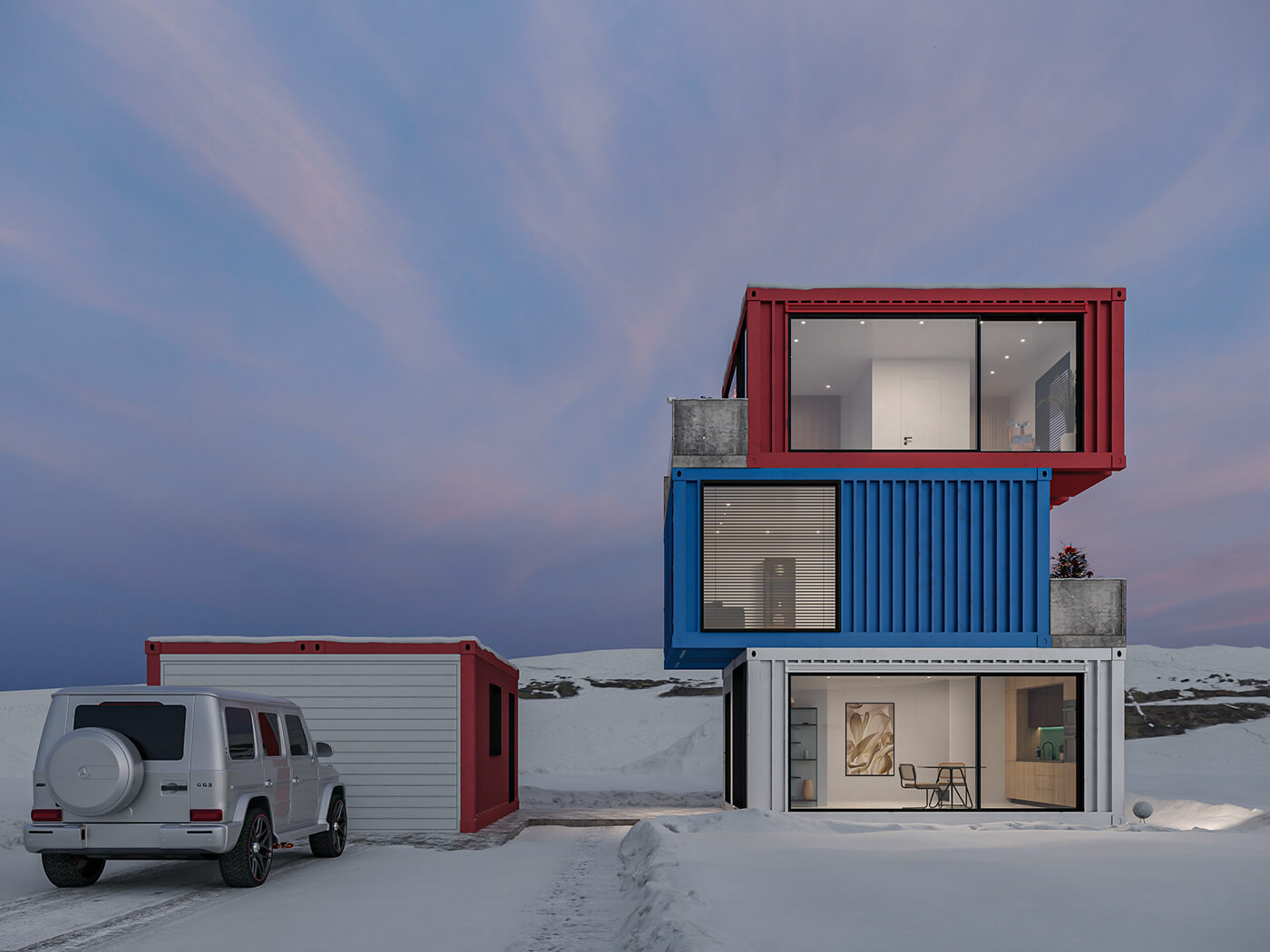 3-Story Shipping Container House Model 3-Story Shipping Container House Model