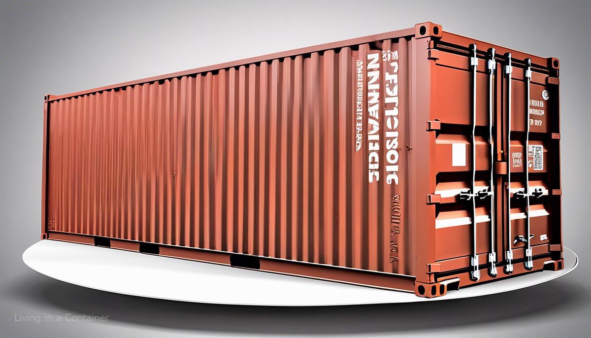 A shipping container with the words 'retirement standards' written on a plate, representing the concept of determining the retirement age of shipping containers.